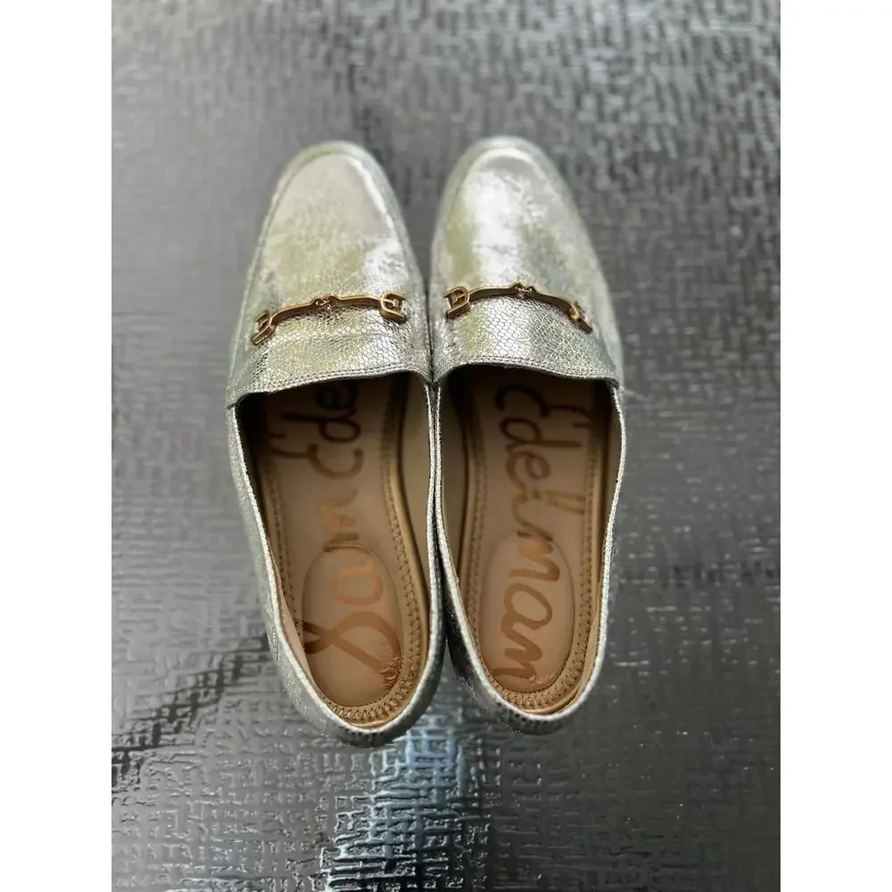 Sam Edelman Loraine Bit Loafers Metallic Silver Gold Hardware Size
